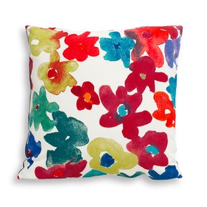 Multicolor Floral Reversible Pillow Cover in Cotton Fabric from Sweden - Modern Décor
