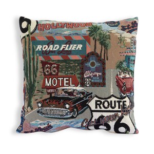 Route 66 Retro Style Reversible Pillow Cover in White RV, Lodge, Camp, Cabin, Rustic, Southwest, Western, Cowboy, Wild West, Rodeo, Rt 66 image 10