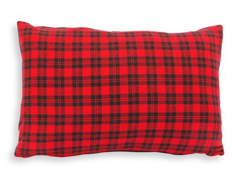Red and Black Tartan Plaid Flannel Reversible Pillow Cover -  Christmas, Up North, Rustic, Lodge, Cabin, Camp, Farmhouse or Lake Décor