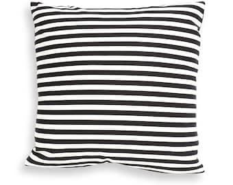 Funda de almohada a rayas: algodón blanco y negro, reversible, decoración moderna