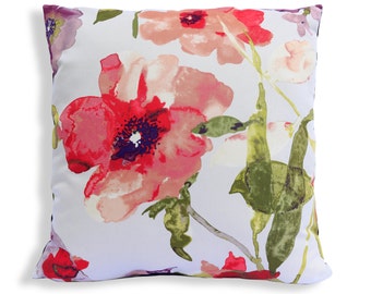 Watercolor Floral Reversible Pillow Cover in Multicolor Berry - Modern Décor