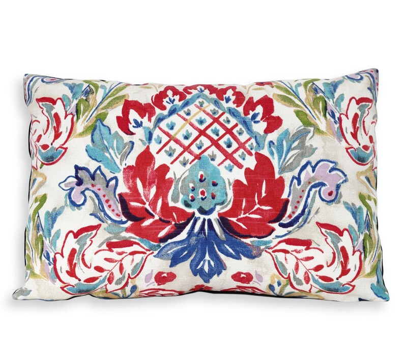 Floral Reversible Pillow Cover Designer Nina Campbell Tree of Etsy