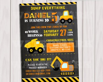 dump truck invite etsy