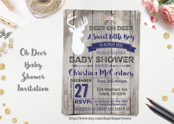 Oh Deer Baby Shower Invitation Little Deer Baby Shower Etsy