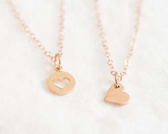 Mother of the Bride, Mother's Day Gift, Heart Necklace, Mother Daughter Necklace Set, Dainty Mom Necklace