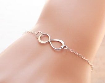 Infinity Bracelet, Simple Sterling Silver Eternity, Dainty Bridesmaid Gift, Wedding Jewelry, For Her, Mother, Daughter, Friendship