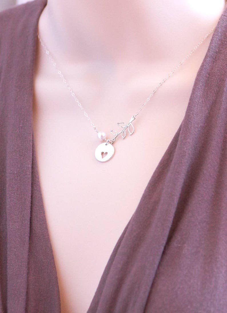 Mother Daughter Necklace, Heart Leaf Necklace Set, Rose Gold, Sterling Silver, Unique Mom Jewelry image 3
