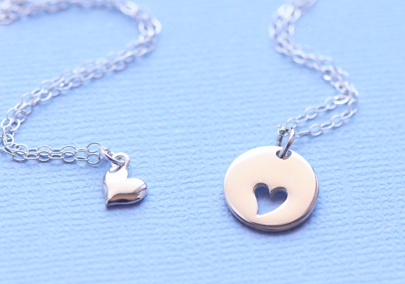 Mother Daughter Necklace, Mother of the Bride, Mother's Day Gift, Heart Necklace, Heart Cutout, Sterling Silver Charm 