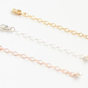 Add-On Bracelet or Necklace Extender Chain with Pearl, Sterling Silver, 14K Gold Filled, Rose Gold Filled image 2