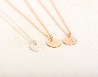 Initial Necklace, Initial Disc, Necklace, Simple Necklace, Sterling Silver, 14k Gold Filled, Rose Gold, Letter Necklace, Minimalist