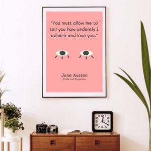 Jane Austen, Pride and Prejudice, Quote, Digital Print, Wall Art, Printable