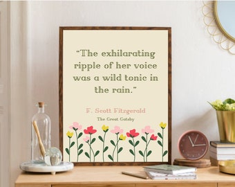 F. Scott Fitzgerald, The Great Gatsby, Quote, Digital Print, Wall Art, Printable