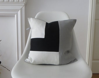 Linen Pillow/cushion modern color blocking