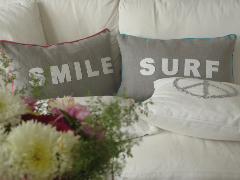 Linen Pillow/cushion Smile, Surf.... Message image 8