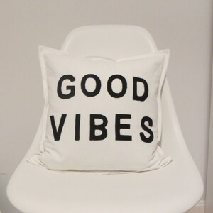 Pillow Good Vibes black&white image 2