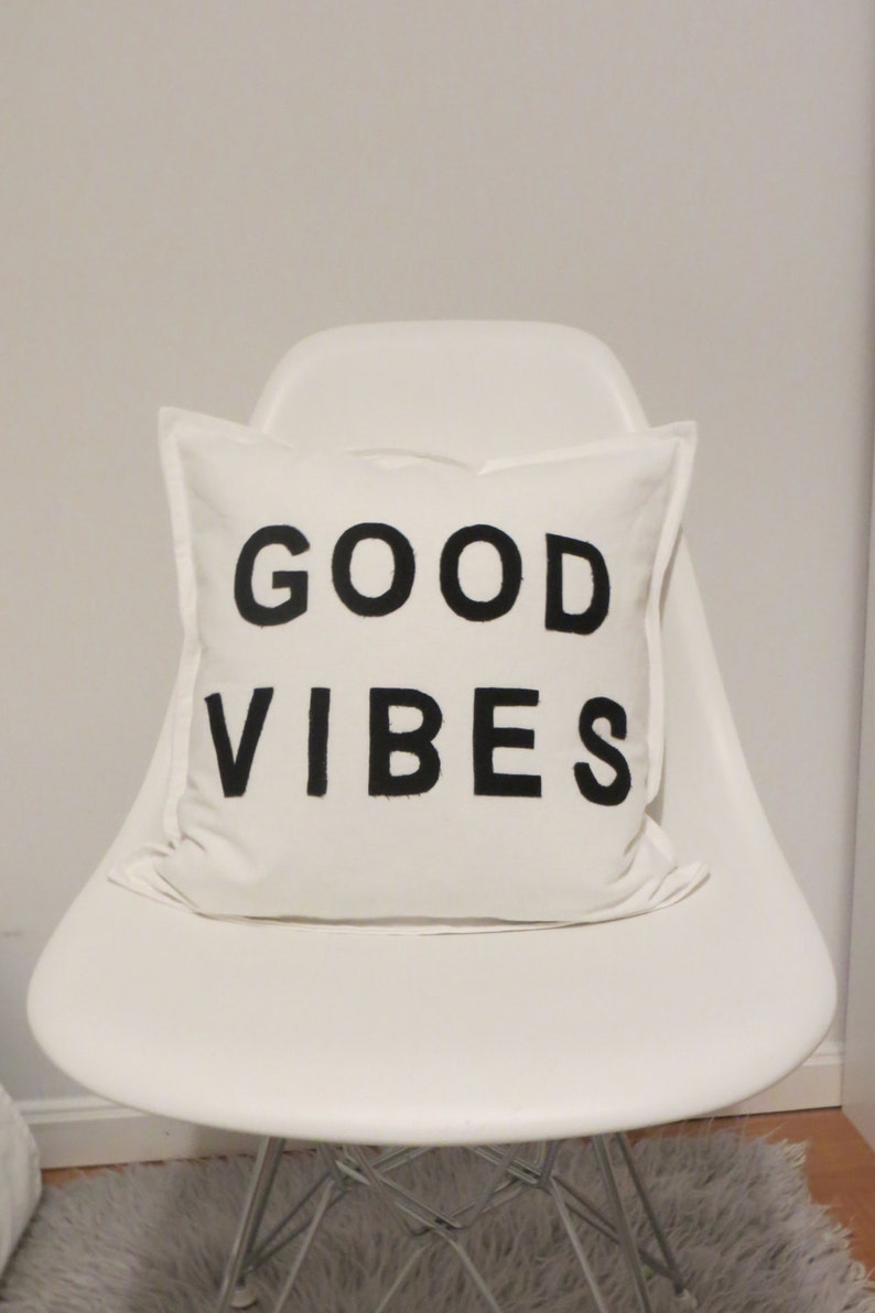 Pillow Good Vibes black&white image 2