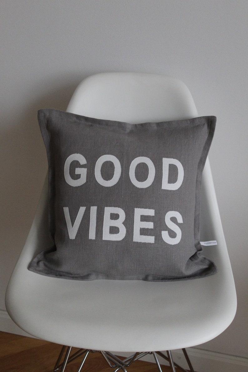 Pillow Good Vibes black&white image 3