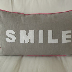 Linen Pillow/cushion Smile, Surf.... Message image 5