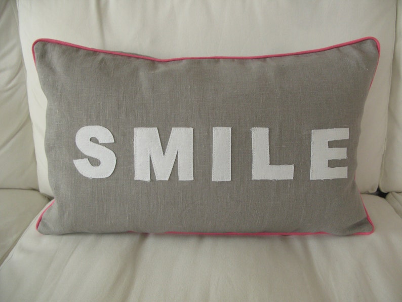 Linen Pillow/cushion Smile, Surf.... Message image 5