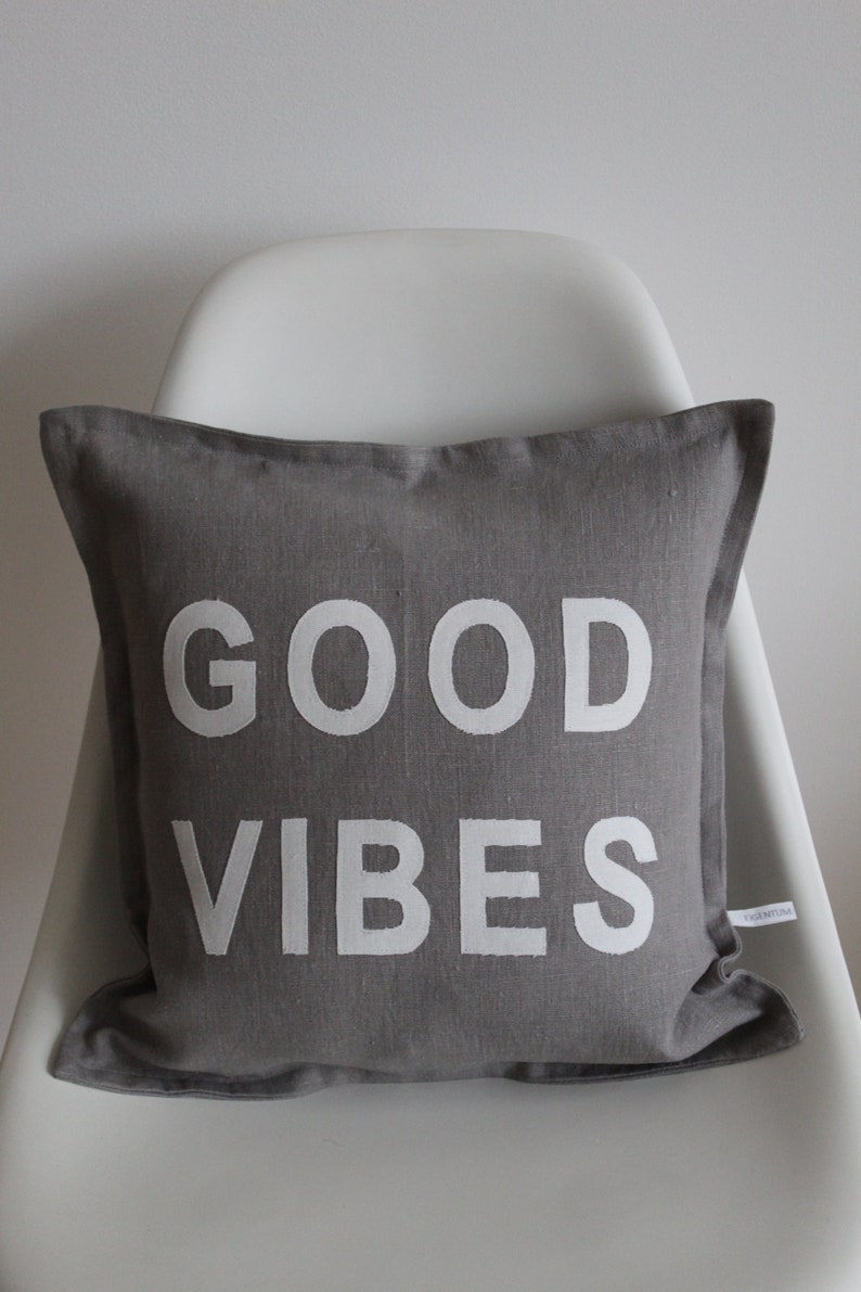 Pillow Good Vibes black&white image 5