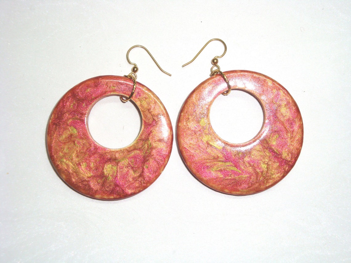 Colorful circle earrings big circles round earrings | Etsy