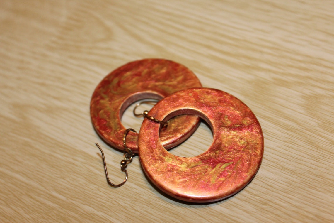 Colorful circle earrings big circles round earrings | Etsy