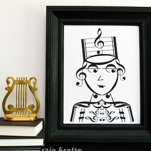 MARCHING BAND GIRL music note art print / Available in 5x7, 8x10, 11x14 inches / Great marching band gift or gift for band director image 1