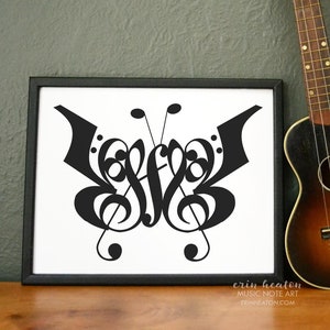 Music / BUTTERFLY 1 music art print 5x7, 8x10, 11x14 Fine art print / Music wall art / Music gift / Music room decor / Gift for musician image 1