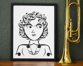 Music note artwork / HARMONY - GIRL BAND - 5x7, 8x10, 11x14 / Black and white musical note wall art / Great choir director gift!