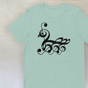 Treble Clef SWAN T-Shirt, available in adult youth sizes Dusty Blue Heather