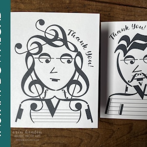 Printable MUSIC Thank You Card - PDF Instant Download - Music teacher greeting cards