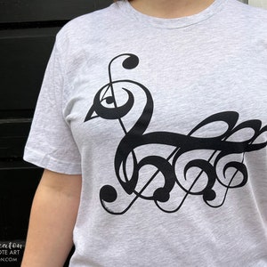 Treble Clef SWAN T-Shirt, available in adult youth sizes image 1