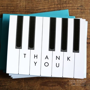 PIANO Teacher Thank You Card / Music thank you note / Black and white piano card / Band director card / Musician Thank You Card image 1
