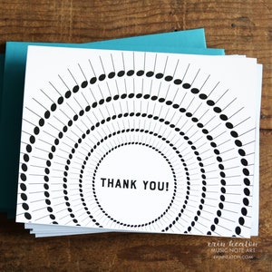 Music Note THANK YOU Cards / Music gift for piano teacher / Set of music thank you notes / Piano teacher card / Musician thank you card afbeelding 1