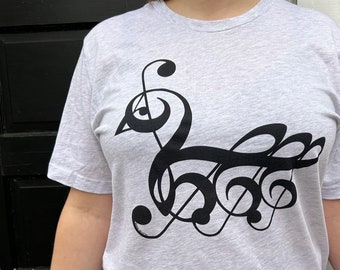 Treble Clef SWAN T-Shirt, available in adult + youth sizes