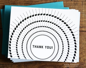 RESERVED - Custom Quantity // 80 Music Note THANK YOU Cards