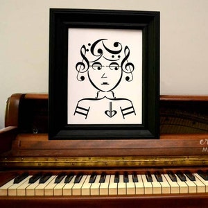 Music note art print / BASSIST music art print / ROCKER SERIES / Music art / 5x7, 8x10, 11x14 Fine art print / Black and white art print