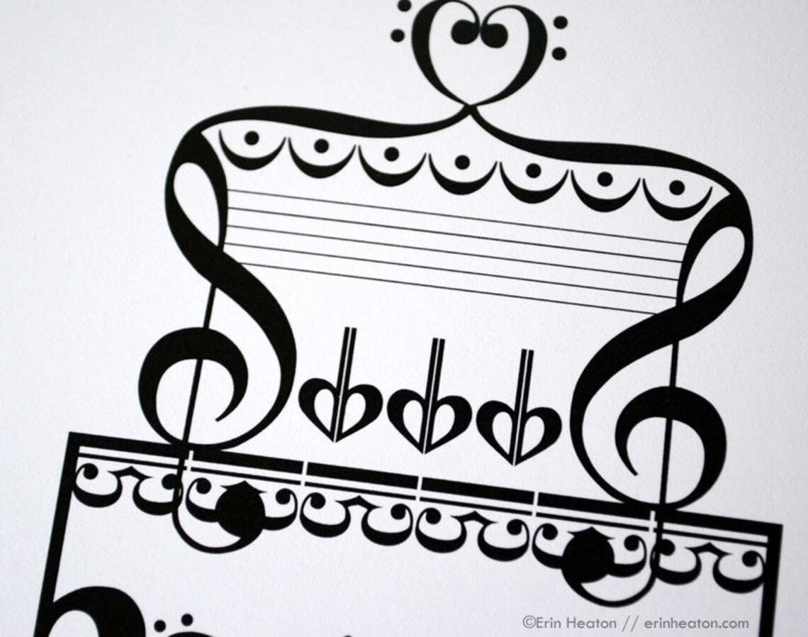 Music WEDDING Card / Music Note Wedding Cake Card / Wedding Etsy