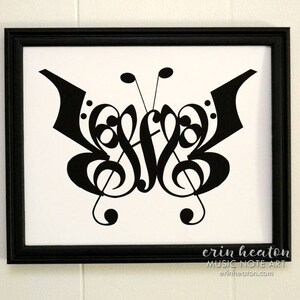 Music / BUTTERFLY 1 music art print 5x7, 8x10, 11x14 Fine art print / Music wall art / Music gift / Music room decor / Gift for musician image 3