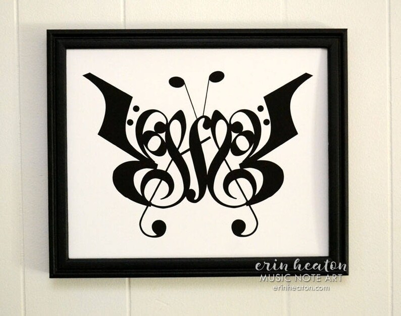 Music / BUTTERFLY 1 music art print 5x7, 8x10, 11x14 Fine art print / Music wall art / Music gift / Music room decor / Gift for musician image 3