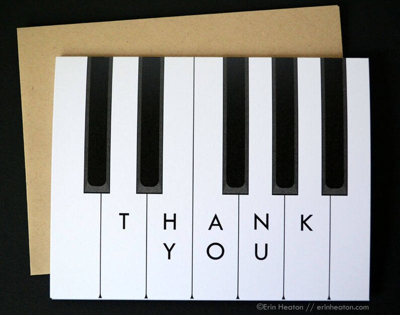 PIANO Teacher Thank You Card / Music Thank You Note / Black Etsy