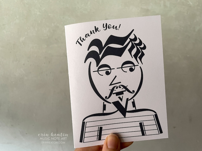 Printable MUSIC Thank You Card PDF Instant Download Music teacher greeting cards image 4