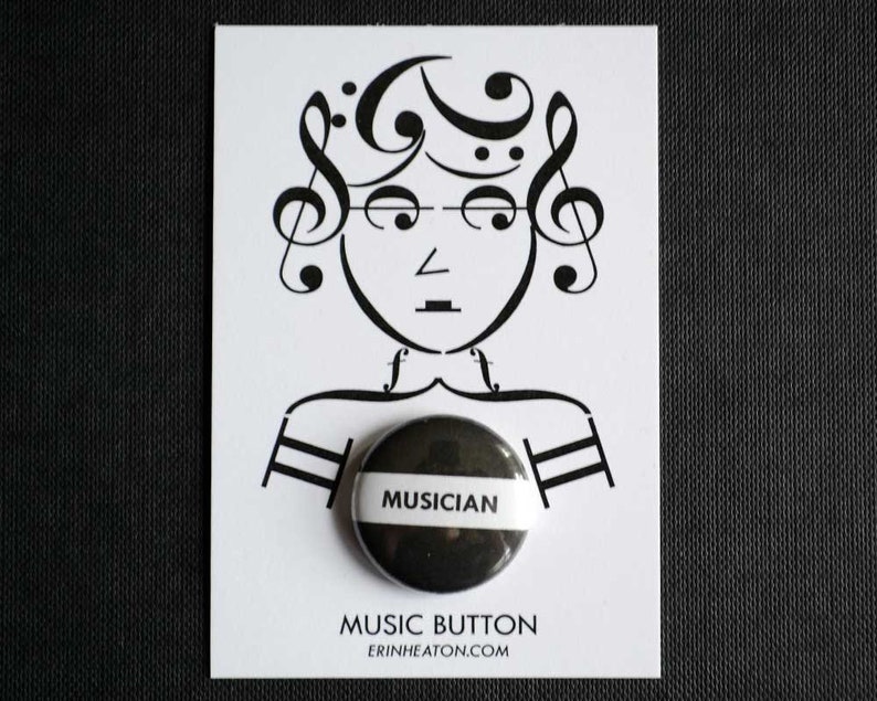 MUSICIAN pin / Black and white music button / Music student gift / Musical button / Musician button / Marching band pin / Band button image 2