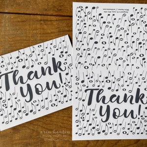 Printable MUSIC NOTE Confetti Thank You Card - PDF Instant Download ...