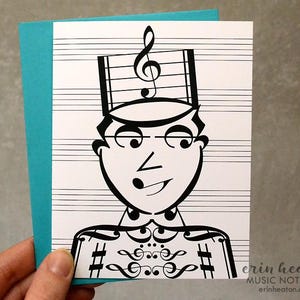 Drum Major / MARCHING BAND Music note card / Thank you note / Music greeting card / Music teacher gift / Band director card / Treble clef Bild 2