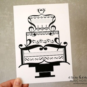 Music WEDDING Card / Music note wedding cake card / Wedding card for musician / Bridal shower card image 1