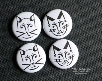 CAT music magnets / Set of 4 Music note CAT magnets / Music teacher gift / Music gifts