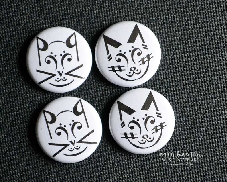 CAT music magnets / Set of 4 Music note CAT magnets / Music teacher gift / Music gifts image 1