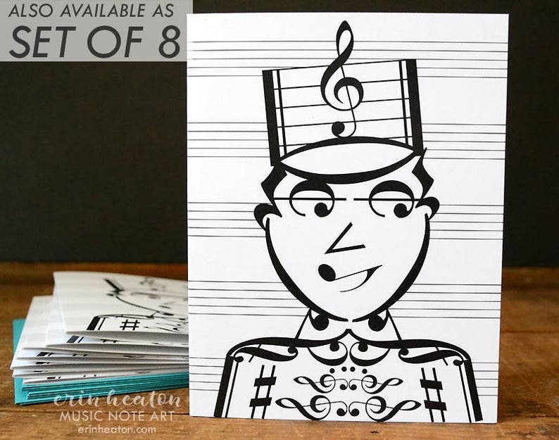 Drum Major / MARCHING BAND Music note card / Thank you note / Music greeting card / Music teacher gift / Band director card / Treble clef image 6