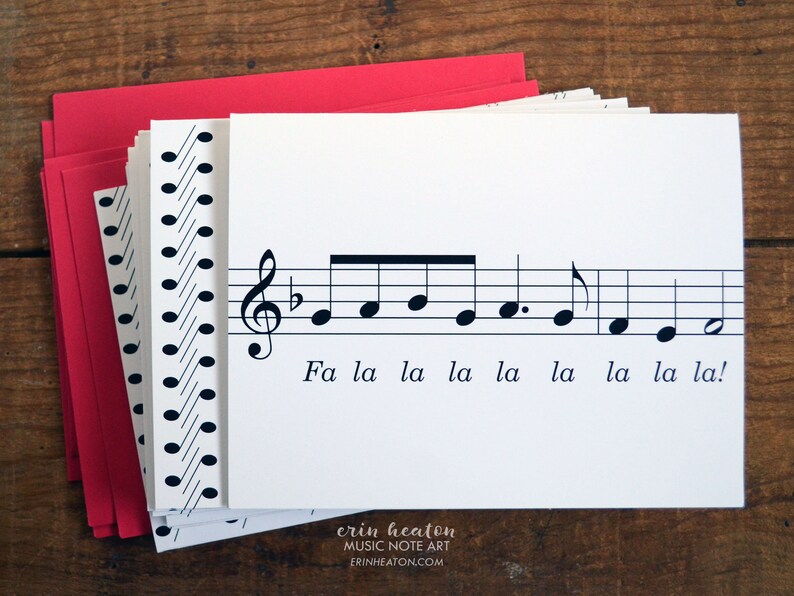 Music Note Christmas card Fa La La La La / Deck the Halls Holiday card / Treble clef / Band Christmas Card / Choir card image 3